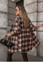 Cămașă oversize w kratę September Glow ciocolatie