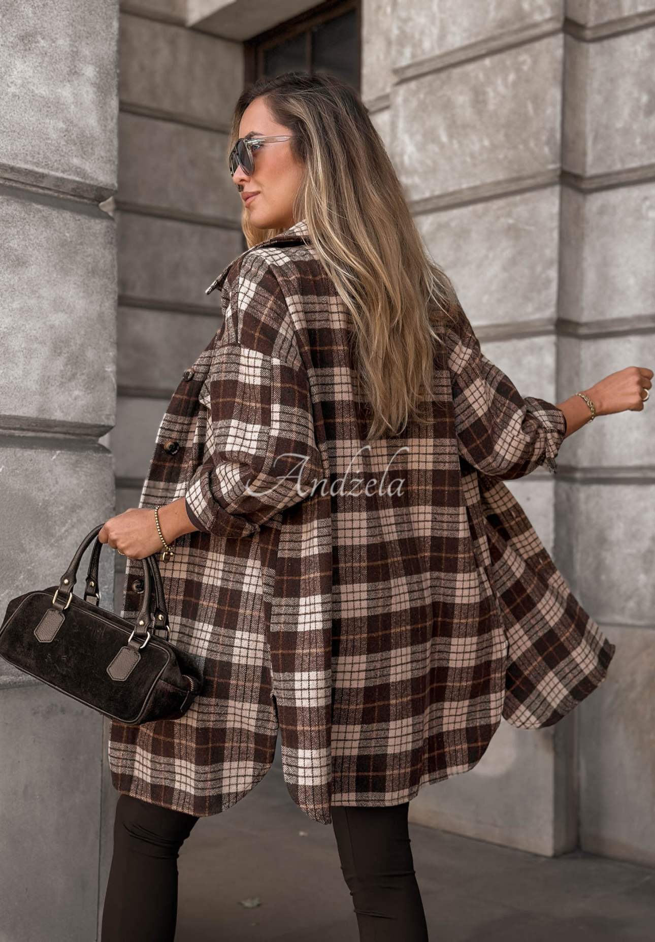 Cămașă oversize din bumbac în carouri September Glow