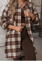 Cămașă oversize w kratę September Glow ciocolatie