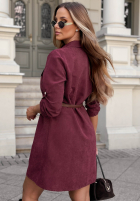 Koszulowa Rochie midi z kieszeniami i paskiem Fall Edition ciocolatie