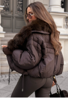 Scurtă puchowa Geacă z futerkiem Winter Trail negru