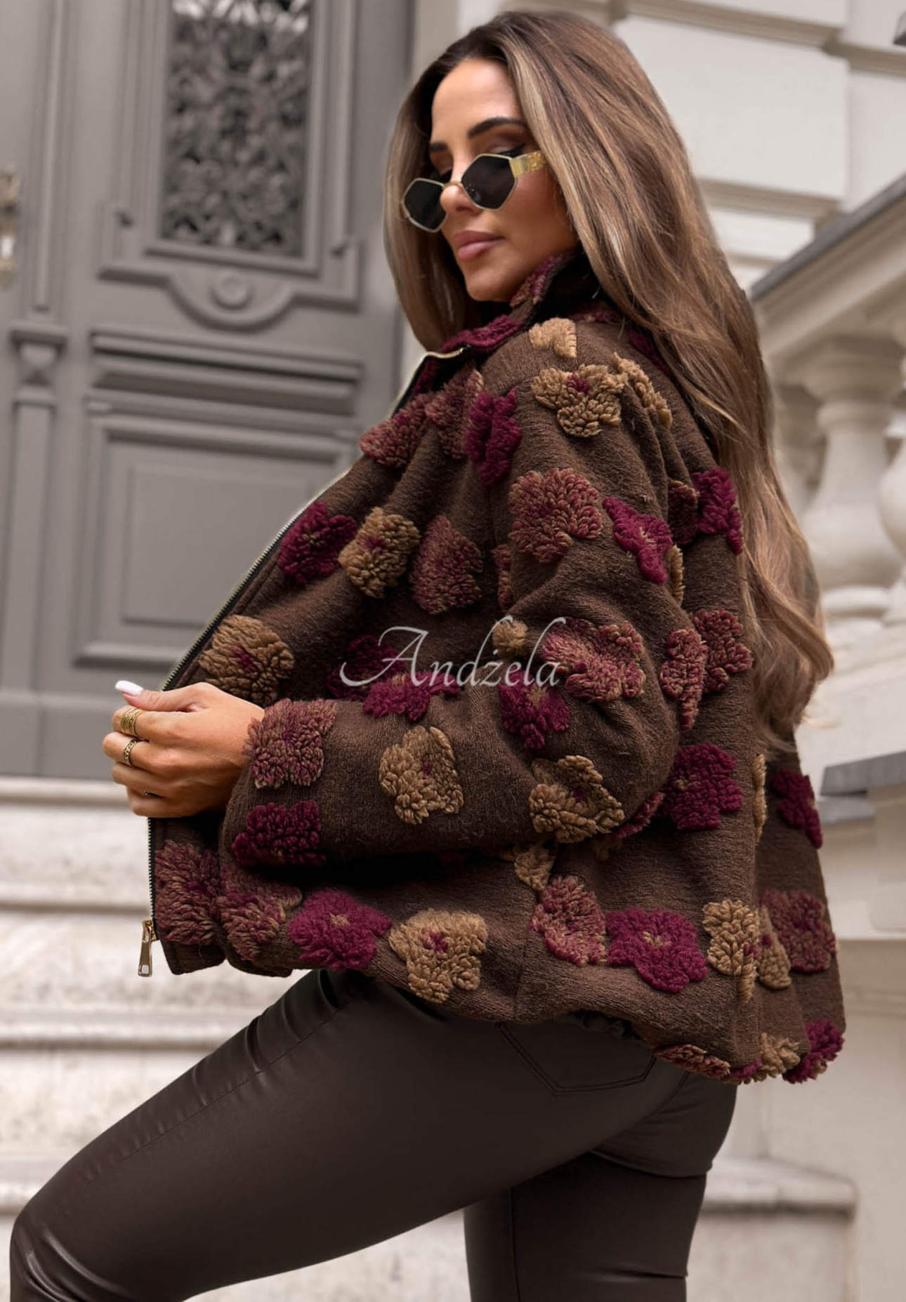 Geacă cu flori și guler înalt Autumn Florissa