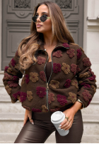 Scurtă Geacă bomberka w kwiaty Autumn Florissa ciocolatie