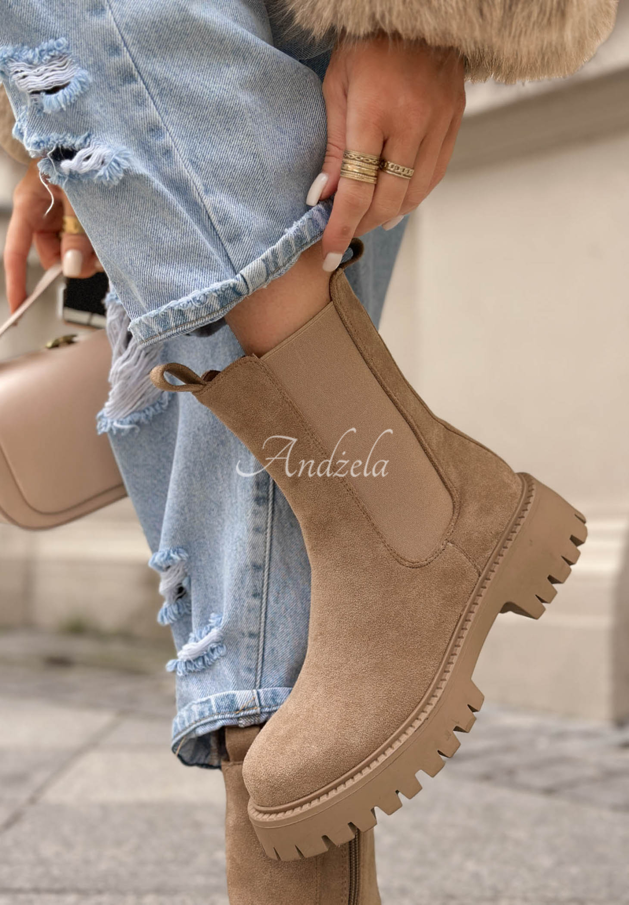 Botine din piele întoarsă Timeless Step