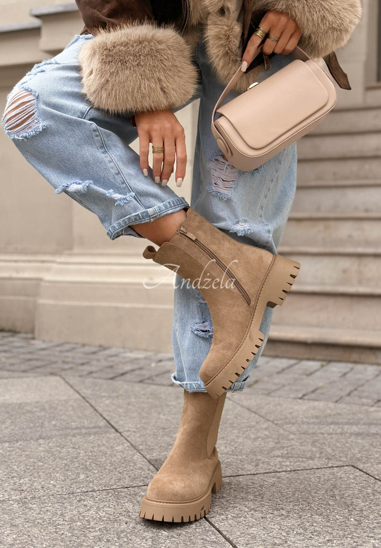Botine din piele întoarsă Timeless Step