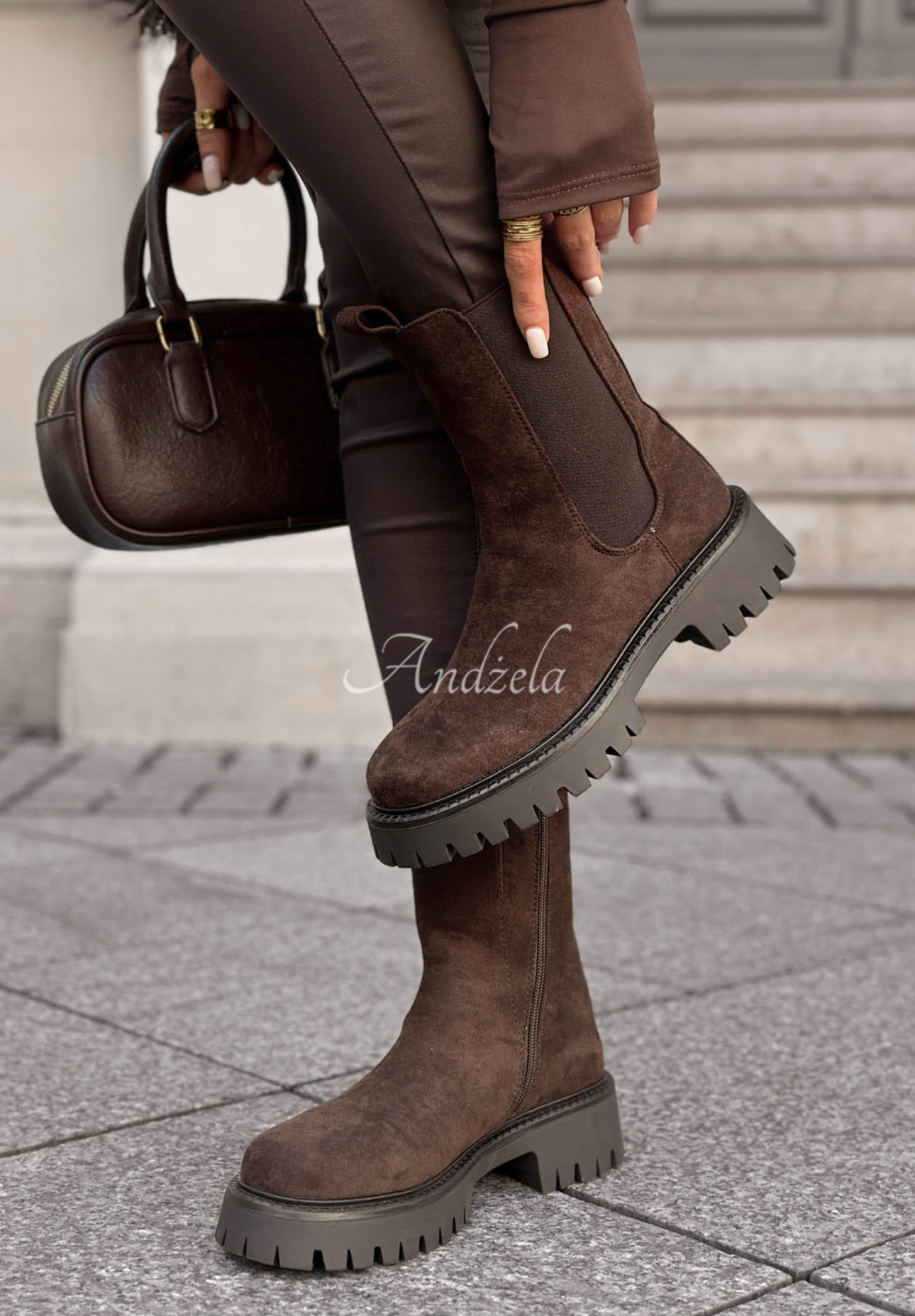 Botine din piele întoarsă Timeless Step