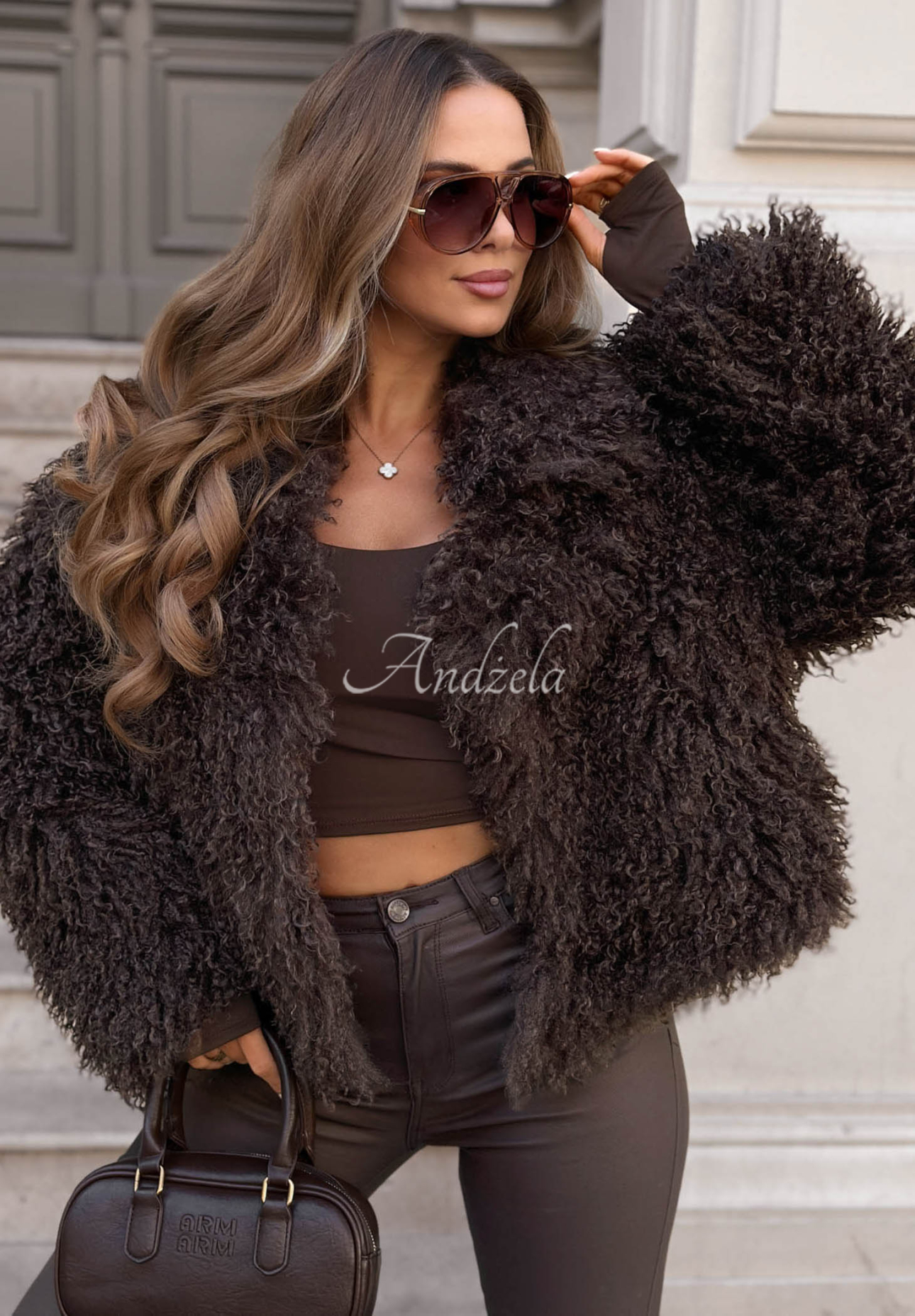 Geacă reversibilă din piele întoarsă cu blăniță Fluffy Charm
