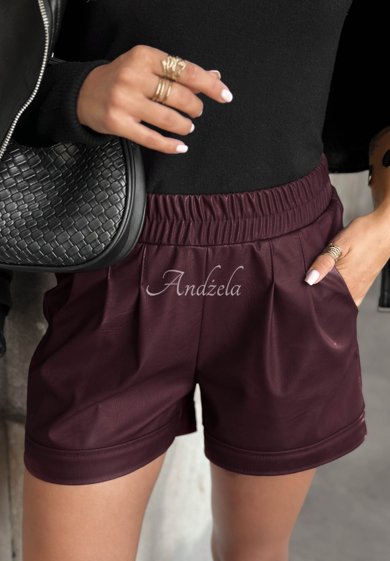 Pantaloni scurți Affectional din imitație de piele