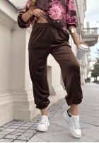 Welurowy Compleu de trening w kwiaty Floral Kiss ciocolatiu