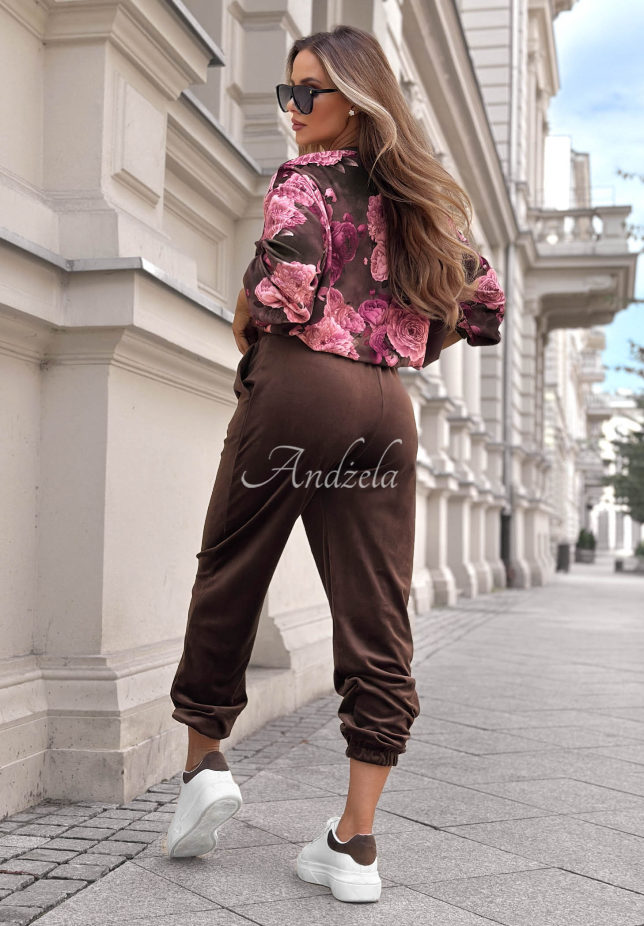 Set de trening din catifea cu bumbac și imprimeu floral Floral Kiss
