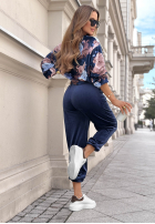 Welurowy Compleu de trening w kwiaty Floral Kiss ciocolatiu