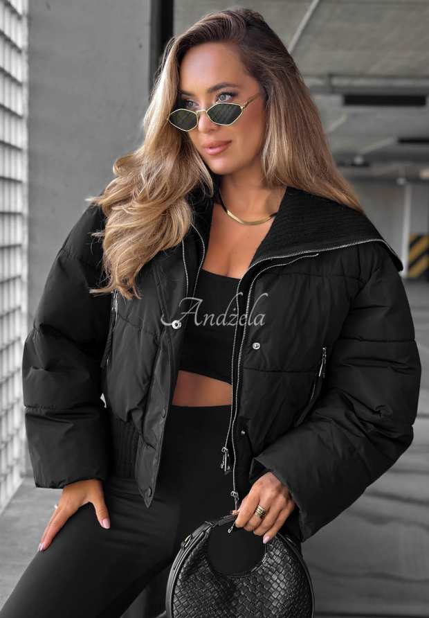 Geacă scurtă matlasată cu guler din material textil Simple Layer