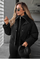 Scurtă pikowana Geacă z materiałowym kołnierzem Simple Layer ecru