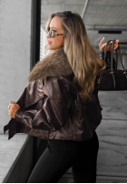 Scurtă skórzana Geacă z futerkiem Fancy Cold negru