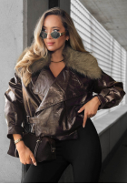 Scurtă skórzana Geacă z futerkiem Fancy Cold negru