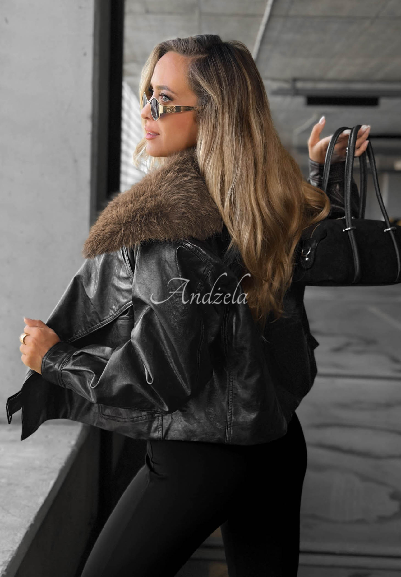 Geacă scurtă din piele cu blăniță Fancy Cold