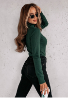 Dopasowany Pulover  z golfem Solange verde sticlă