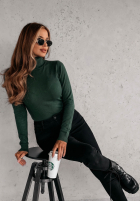 Dopasowany Pulover  z golfem Solange verde sticlă