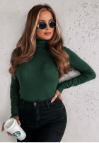 Dopasowany Pulover  z golfem Solange verde sticlă