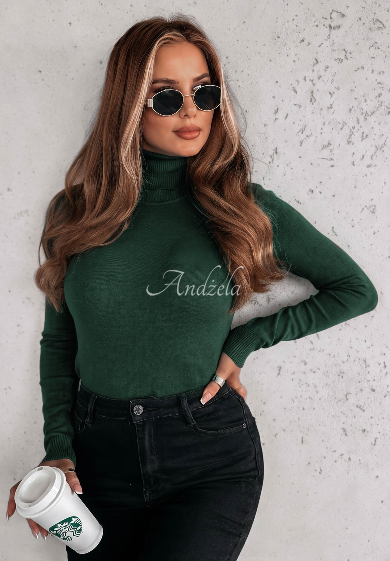 Pulover mulat cu guler rol Solange