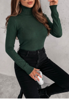 Dopasowany Pulover  z golfem Solange verde sticlă