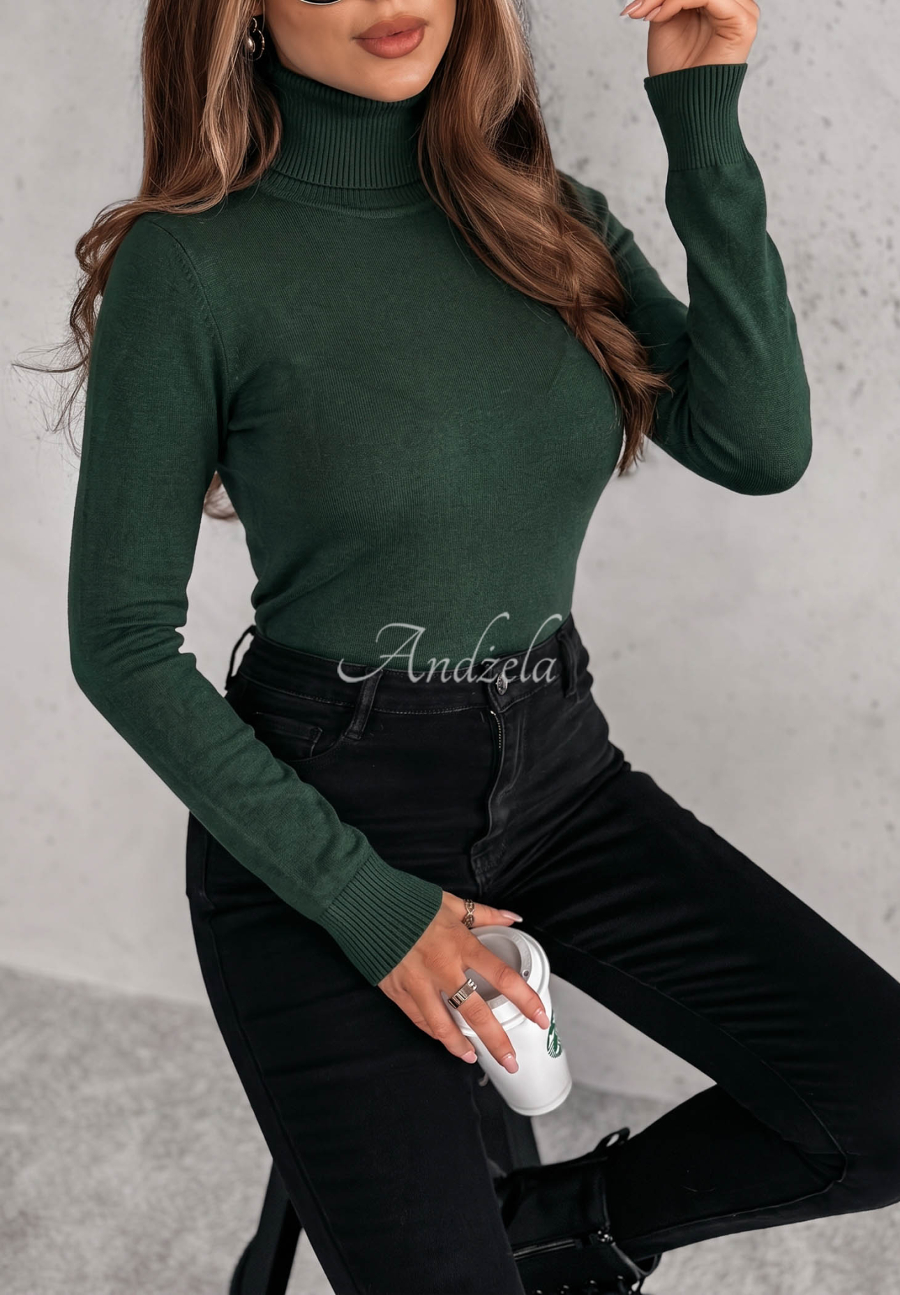 Pulover mulat cu guler rol Solange