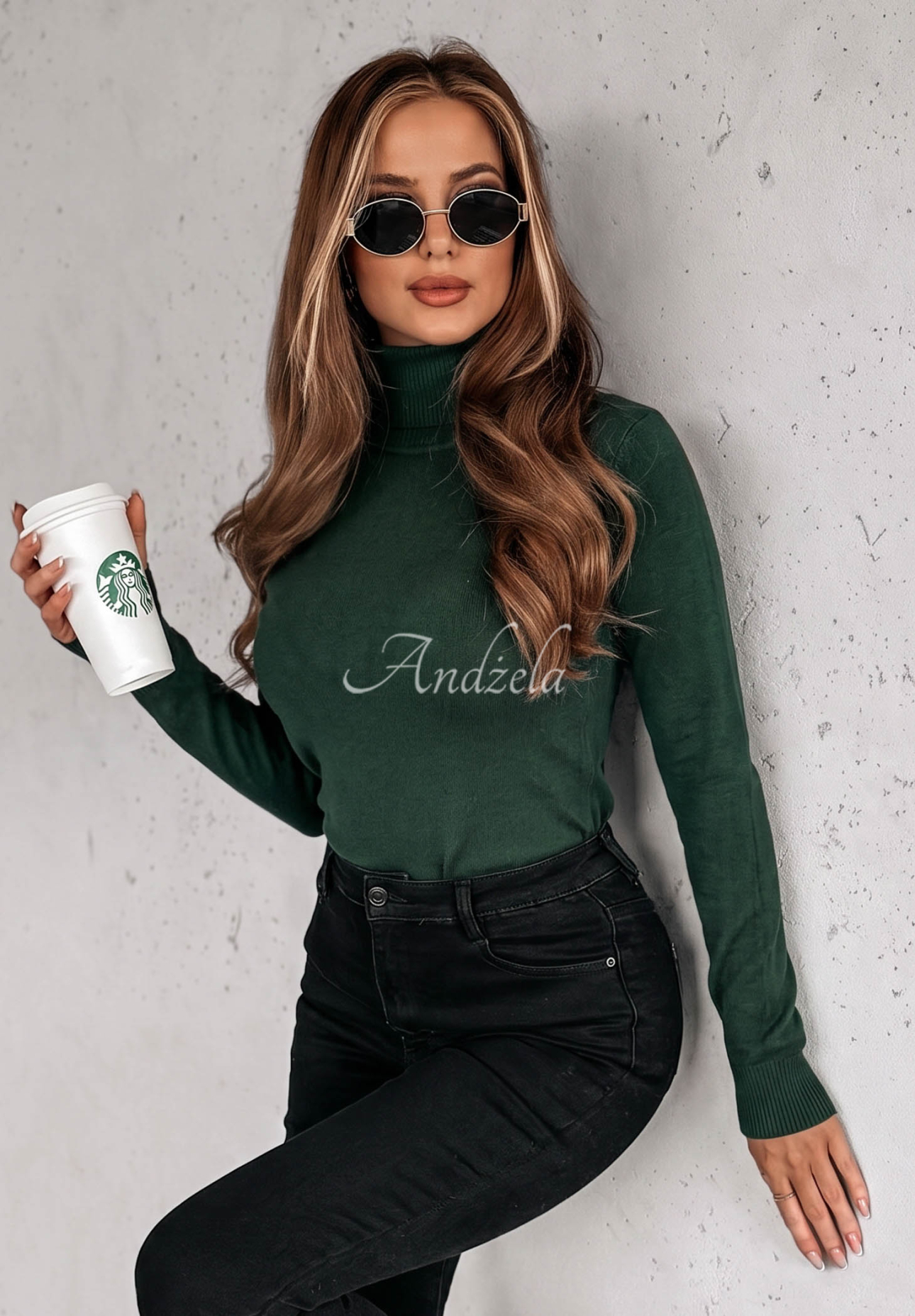 Pulover mulat cu guler rol Solange