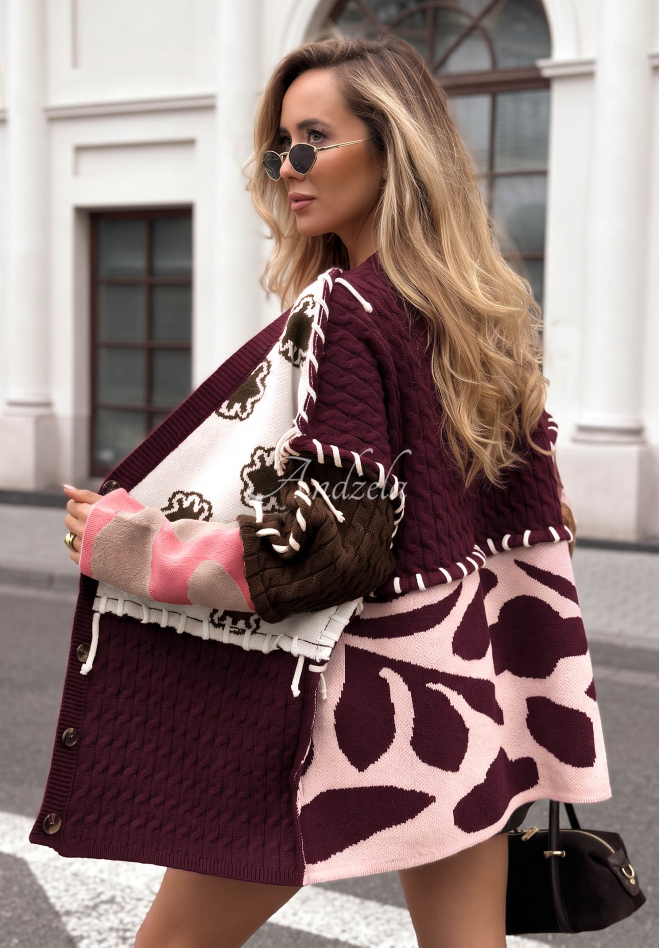 Cardigan cu imprimeu din materiale combinate cu viscoză Slow Down