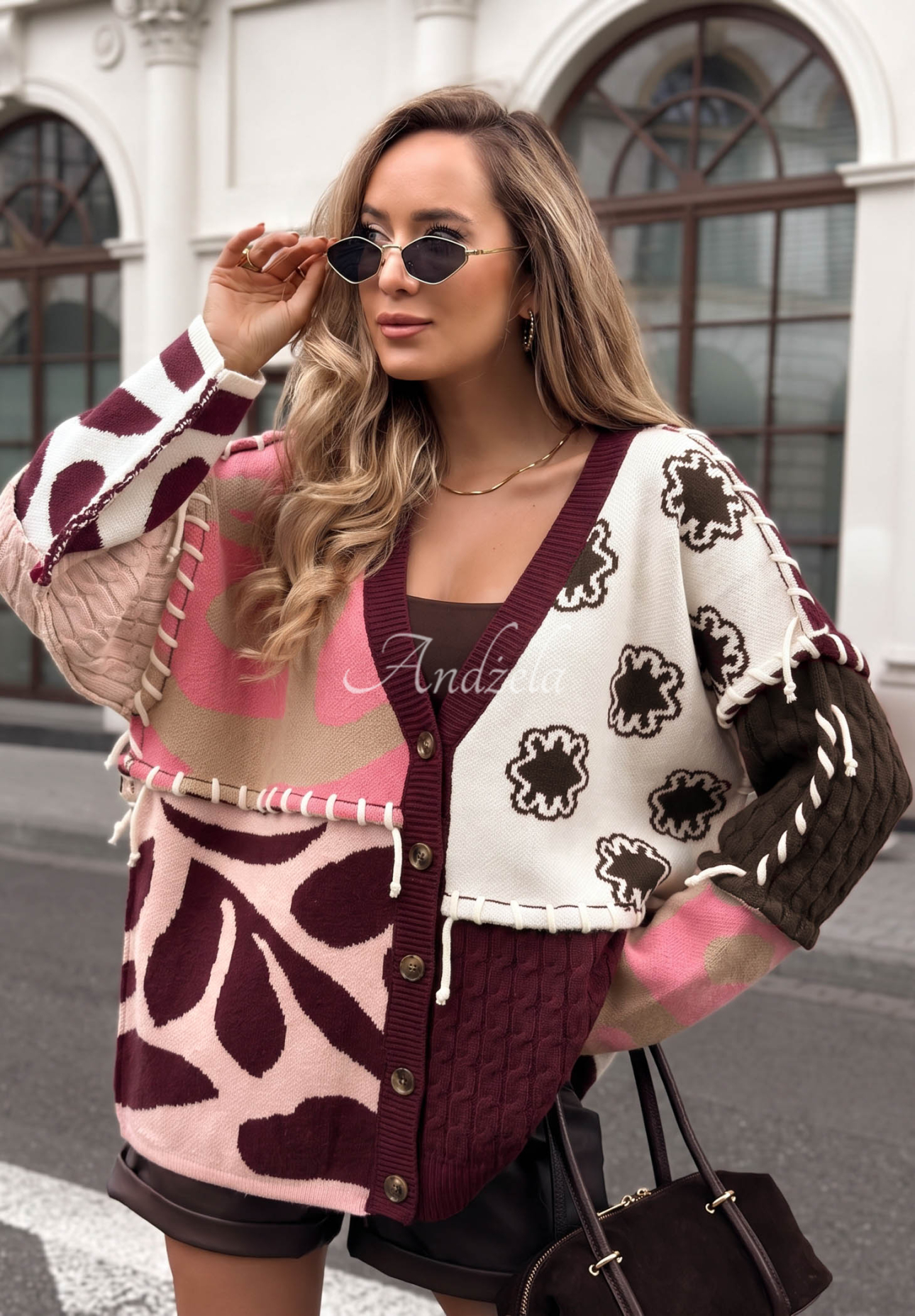 Cardigan cu imprimeu din materiale combinate cu viscoză Slow Down