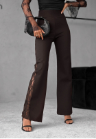 din material textil Pantaloni z koronką Dear Men negre