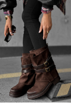 zamszowe Botine z paskami Faded Sky negre