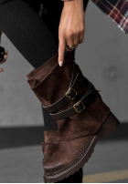 zamszowe Botine z paskami Faded Sky negre