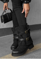 zamszowe Botine z paskami Faded Sky negre