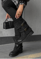 zamszowe Botine z paskami Faded Sky negre