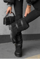 zamszowe Botine z paskami Faded Sky negre