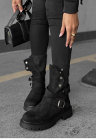 zamszowe Botine z paskami Rainy Steps negre