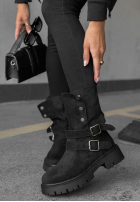 zamszowe Botine z paskami Rainy Steps negre