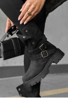 zamszowe Botine z paskami Rainy Steps negre