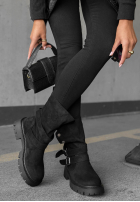 zamszowe Botine z paskami Rainy Steps negre