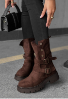 zamszowe Botine z paskami Rainy Steps negre
