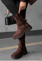 zamszowe Botine z paskami Rainy Steps negre