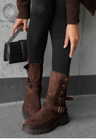 zamszowe Botine z paskami Rainy Steps negre