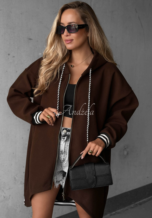 Hanorac lung oversize cu glugă Cozy Hour