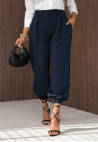 Wiskozowe Pantaloni masełko ze ściągaczami What You Wanted bluemarin
