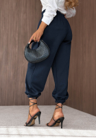Wiskozowe Pantaloni masełko ze ściągaczami What You Wanted bluemarin