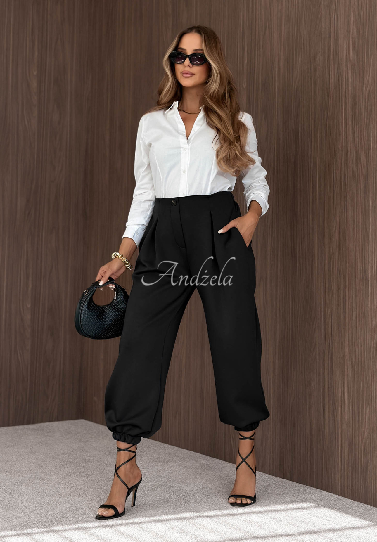 Pantaloni din viscoză cu manșete What You Wanted