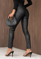 Cu aspect cerat Pantaloni skinny z guzikami Mist Mood negre