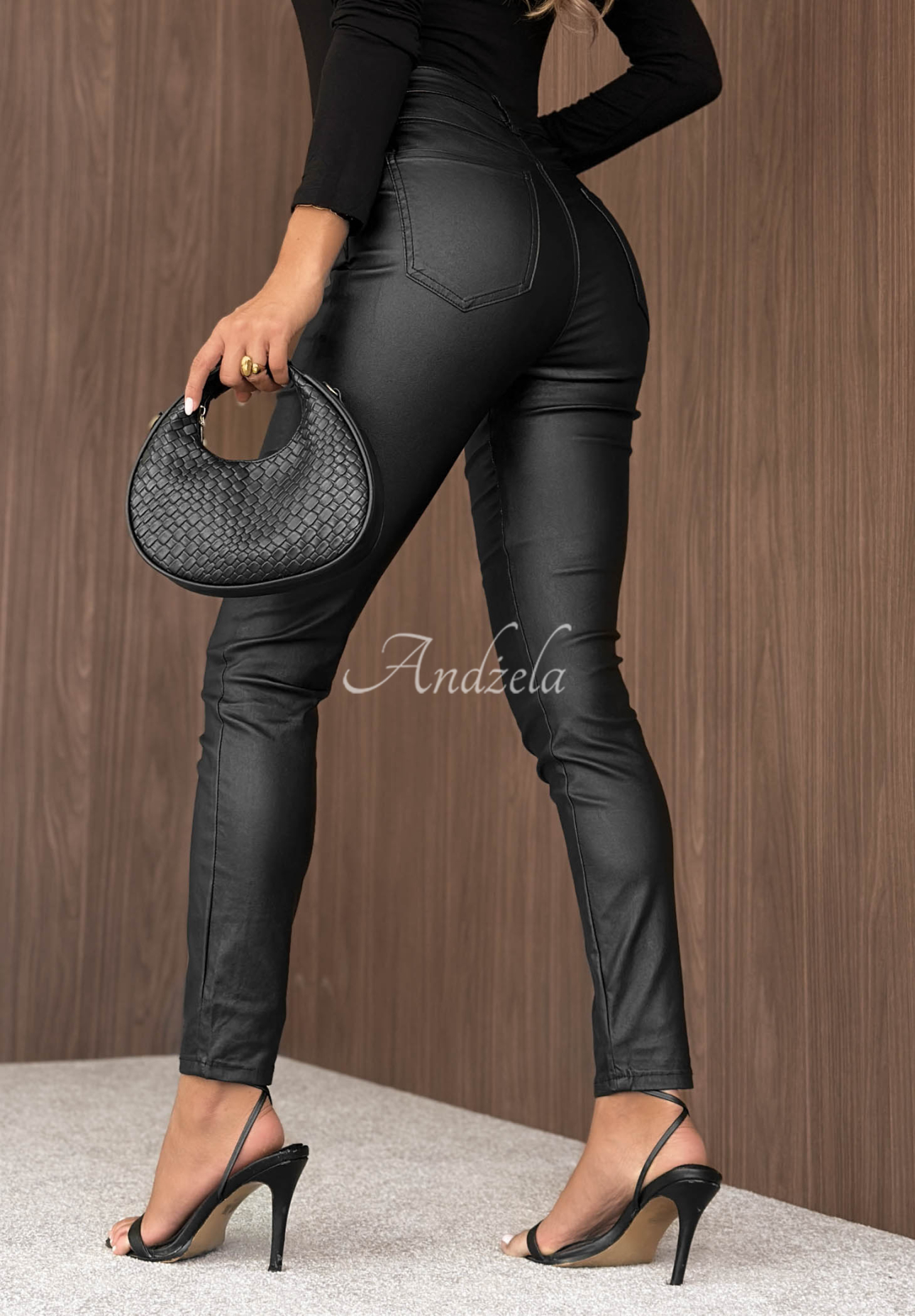 Pantaloni skinny cerați cu nasturi Mist Mood