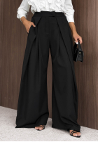 din material textil Pantaloni wide leg z zakładkami Cloudy Elegance ciocolatii