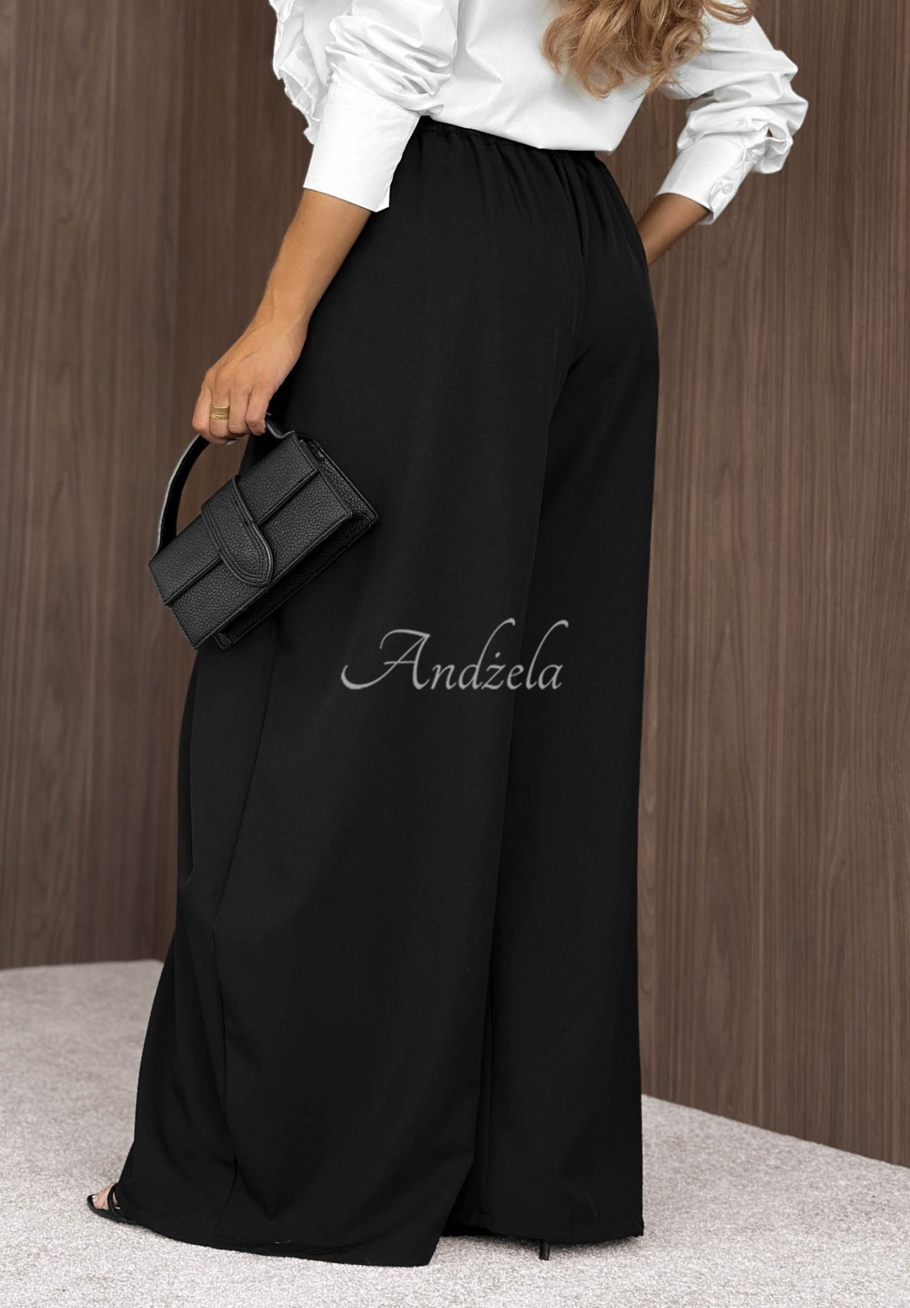 Pantaloni din material wide leg cu pliuri Cloudy Elegance